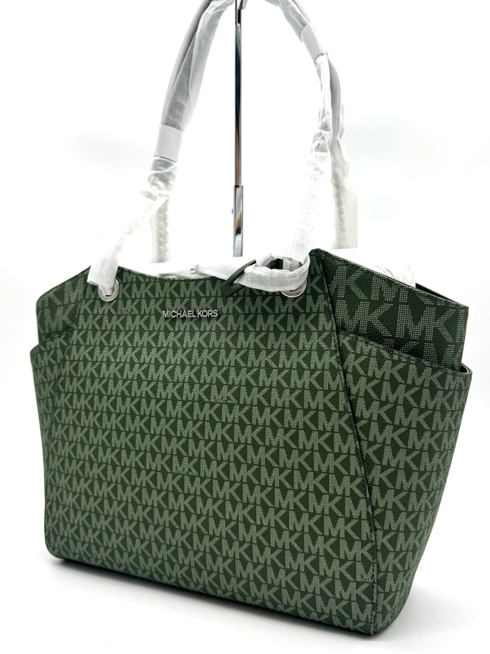 Michael Kors Jet Set Large Signature Logo Shoulder Bag - Amazon Green
